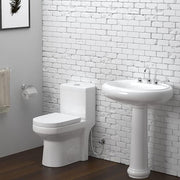 1-piece 0.8/1.28 GPF Dual Flush Round Toilet in White with Durable UF Seat Included
