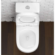 1-piece 0.8/1.28 GPF Dual Flush Round Toilet in White with Durable UF Seat Included
