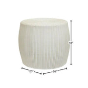 20 in. W White Resin Side Table Accent Table or Storage Container Durable Resin Wicker with Strong Metal Frame