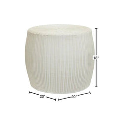 20 in. W White Resin Side Table Accent Table or Storage Container Durable Resin Wicker with Strong Metal Frame