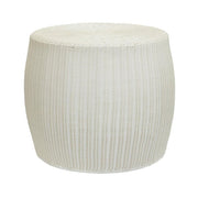 20 in. W White Resin Side Table Accent Table or Storage Container Durable Resin Wicker with Strong Metal Frame