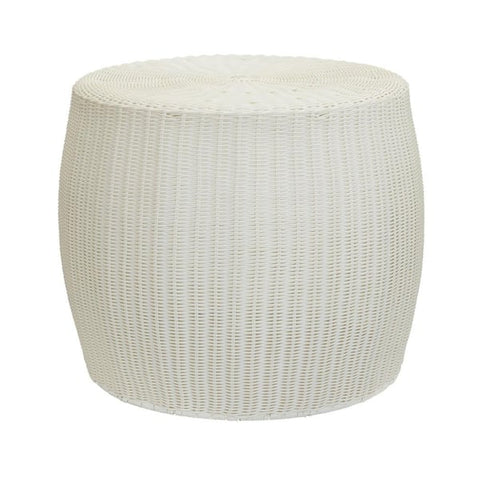 20 in. W White Resin Side Table Accent Table or Storage Container Durable Resin Wicker with Strong Metal Frame