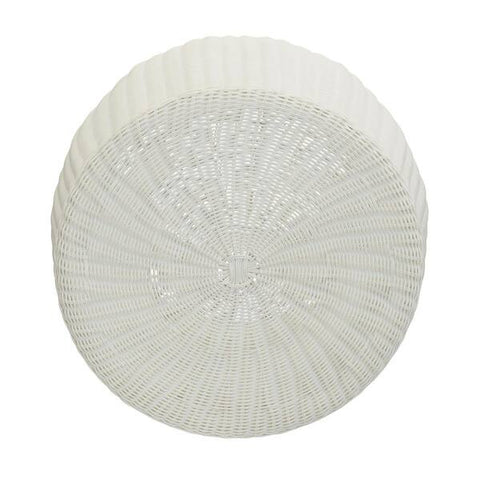 20 in. W White Resin Side Table Accent Table or Storage Container Durable Resin Wicker with Strong Metal Frame