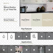 Blanco Rustico White 3 in. x 6 in. Glossy Ceramic Wall Tile (5.38 sq. ft./Case)