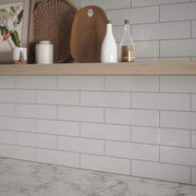 Cotton Blossom White 2.5 in. x 9.75 in. Glossy Textured Ceramic Wall Tile (5.38 sq. ft./Case)