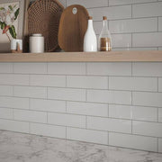 Cotton Blossom White 2.5 in. x 9.75 in. Glossy Textured Ceramic Wall Tile (0.168 sq. ft. /Each)