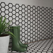 5/8" Muze Hexagon White 9.875 in. x 11.375 in. Hexagon Matte Glass Wall and Floor Mosaic Tile (0.78 sq. ft./Each)