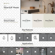 5/8" Muze Hexagon White 9.875 in. x 11.375 in. Hexagon Matte Glass Wall and Floor Mosaic Tile (0.78 sq. ft./Each)