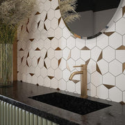 Bees Knees White 13 in. x 11.125 in. Hexagon Polished Marble Mosaic Wall and Floor Tile (1 sq. ft./Each)
