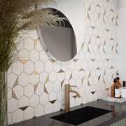 Bees Knees White 13 in. x 11.125 in. Hexagon Polished Marble Mosaic Wall and Floor Tile (1 sq. ft./Each)