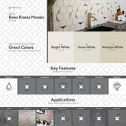 Bees Knees White 13 in. x 11.125 in. Hexagon Polished Marble Mosaic Wall and Floor Tile (1 sq. ft./Each)