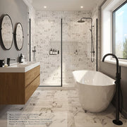 Seismic Volakas White 11.625 in. x 12.375 in. Fluted Honed Marble Wall Mosaic Tile (0.999 sq. ft./Each)