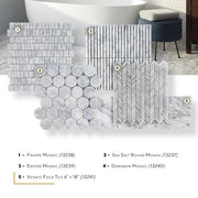 Expose Venato White 11.875 in. x 12 in. Fluted Honed Marble Wall Mosaic Tile (0.989 sq. ft./Each)