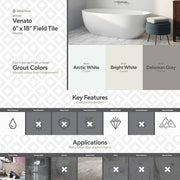 Venato White 6 in x 18 in Honed Subway Marble Wall and Floor Tile (7.5 Sq. Ft./Case)
