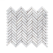 Jet Stream White 10.125 in. x 11.125 in. Herringbone Honed Marble Floor and Wall Mosaic Tile (0.782 sq. ft./Each)