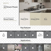 Jet Stream White 10.125 in. x 11.125 in. Herringbone Honed Marble Floor and Wall Mosaic Tile (0.782 sq. ft./Each)