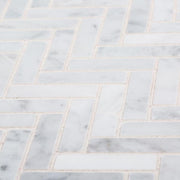 Jet Stream White 10.125 in. x 11.125 in. Herringbone Honed Marble Floor and Wall Mosaic Tile (0.782 sq. ft./Each)