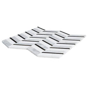Dreamcicle White 11.875 in. x 11.875 in. Chevron Marble/Gold Metal Floor and Wall Mosaic Tile (0.979 sq. ft./Each)