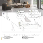 Statuario White 8 in. x 24 in. Matte Subway Ceramic Wall Tile (11.625 sq. ft. /Case)