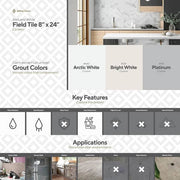 Statuario White 8 in. x 24 in. Matte Subway Ceramic Wall Tile (11.625 sq. ft. /Case)