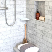 Morning Fresh White 7.625 in. x 7.625 in. Polished Marble Wall Mount Corner Shelf Tile