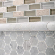 Carrara White .75 in. x 12 in. Honed Marble Wall Pencil Tile (1 Linear Foot)