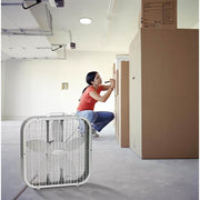 20 in. 3 Speeds Box Fan in White with Save-Smart Technology for Energy Efficiency, Carry Handle
