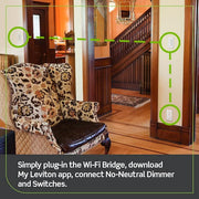 Decora Smart No-Neutral Dimmer & Wi-Fi Bridge Kit for Older Homes Without a Neutral Wire DNKIT-1RW
