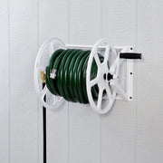 200 ft. White Steel Dual mount Wall Mounted Garden Hose Reel