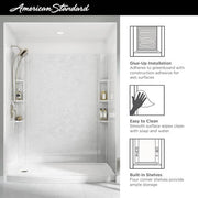 Ovation 32 in. x 60 in. x 72 in. 5-Piece Glue-Up Alcove Shower Wall Set in White Marble