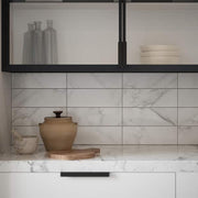 Glossy Ocean Carrara White 4 in. x 12 in. Glossy Ceramic Wall Tile (0.322 sq. ft./Each)