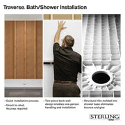 Ensemble 60 x 30 Alcove Shower Pan Base with Right Drain in White