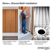 Ensemble 60 x 30 Alcove Shower Pan Base with Right Drain in White