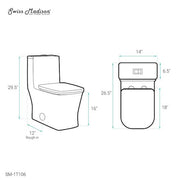 1-Piece 1.1/1.6 GPF Dual Flush Square Toilet in White