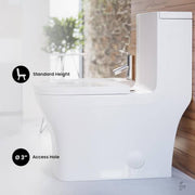 1-Piece 1.1/1.6 GPF Dual Flush Square Toilet in White