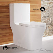 1-Piece 1.1/1.6 GPF Dual Flush Square Toilet in White