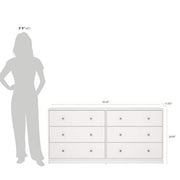 Portland 6-Drawer Double Dresser in White 26.89 in. H x 56.34 in. W x 12.46 in. D