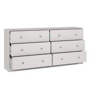 Portland 6-Drawer Double Dresser in White 26.89 in. H x 56.34 in. W x 12.46 in. D