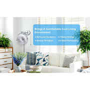 10 in. W 2-Speeds Wall Fan in White with Pull Chain Control 180-Degree Oscillate