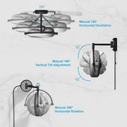10 in. W 2-Speeds Wall Fan in White with Pull Chain Control 180-Degree Oscillate