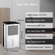 32 pt. 2000 sq. ft. Dehumidifier in White, with Drain Hose and Bucket for Home, Quickly and Quietly Remove Moisture