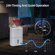 150 pt. 7,000 sq. ft. Dehumidifier in White with Pump, Auto Defrost, Dry Clothes Function, 24 H Timer