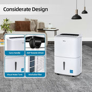 150 pt. 7,000 sq. ft. Dehumidifier in White with Pump, Auto Defrost, Dry Clothes Function, 24 H Timer