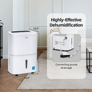 150 pt. 7,000 sq. ft. Dehumidifier in White with Pump, Auto Defrost, Dry Clothes Function, 24 H Timer
