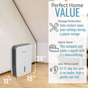 Energy Star 50-Pint Dehumidifier for Upto 4500 sq. ft. LED Display Timer Portable w/Wheels Auto-Shutoff