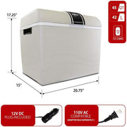 12V Electric Cooler/Warmer, 42L (45 qt.) Thermoelectric Car Fridge, Two-Way Design, Gray