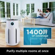 NeverChange HEPA Filter Whole Home Tower Air Purifier 1400 sq.ft w/ Odor Neutralization & Clean Sense Technology, White