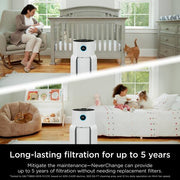 NeverChange HEPA Filter Whole Home Tower Air Purifier 1400 sq.ft w/ Odor Neutralization & Clean Sense Technology, White