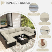 26 in. x 26 in. x 4 in. (14-Piece) Deep Seating Outdoor Lounge Chair Sectional Cushion Cream