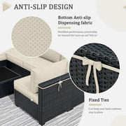 26 in. x 26 in. x 4 in. (14-Piece) Deep Seating Outdoor Lounge Chair Sectional Cushion Cream